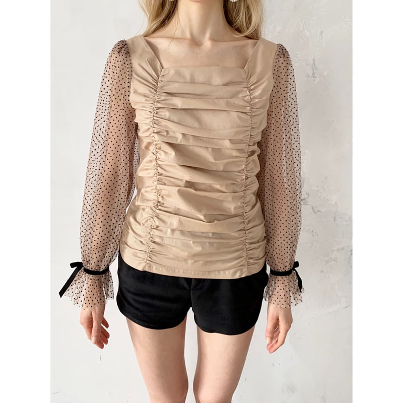 arm see-through dot gather blouse | épine 