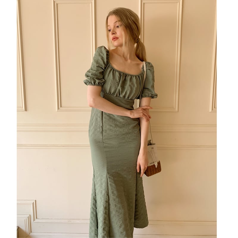 mermaid puff sleeve one-piece olive | épine mermaid puff sleeve one-piece olive | épine