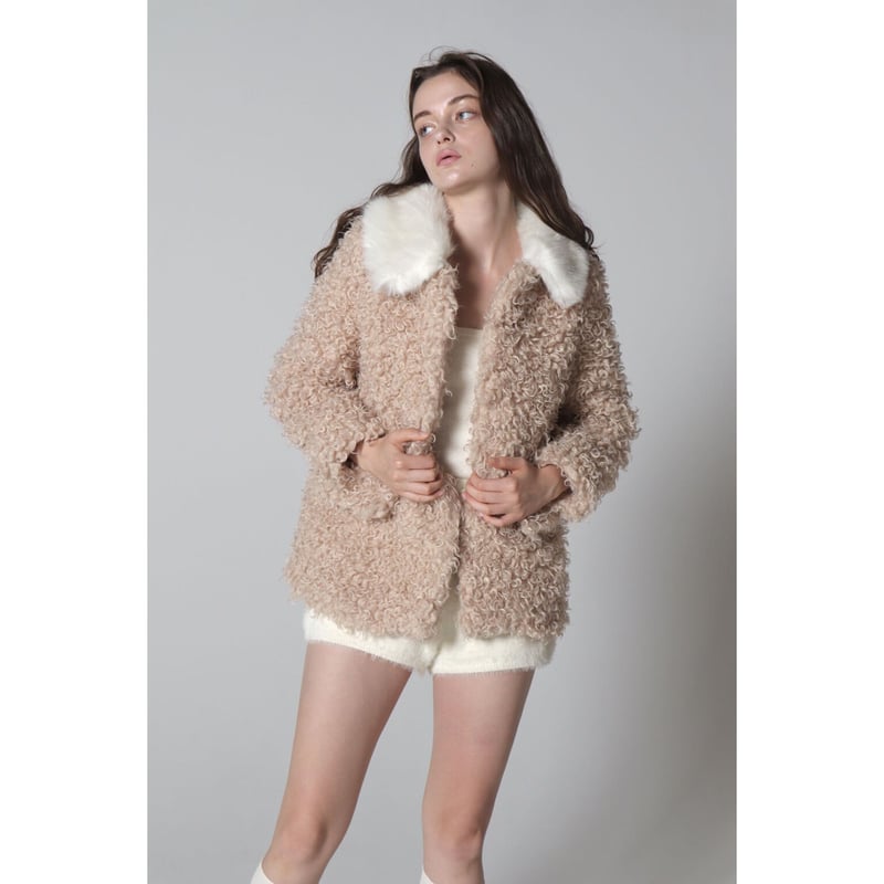poodle fur collar coat pink | épine
