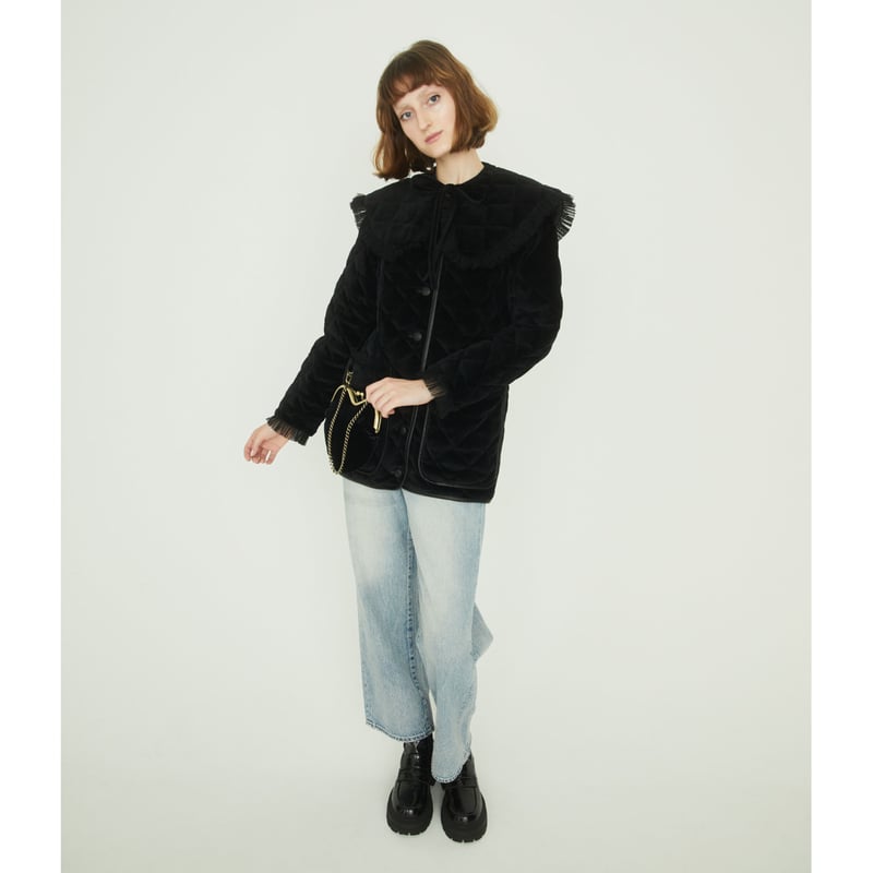 collar 2way tulle piping quilting down coat vel collar 2way tulle piping quilting down coat vel
