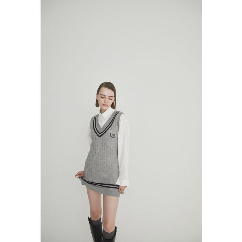 ÉPINE PARIS line cable knit vest onepiece（2colo...