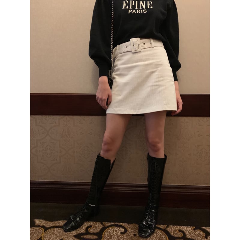 corduroy belt skirt ivory | épine