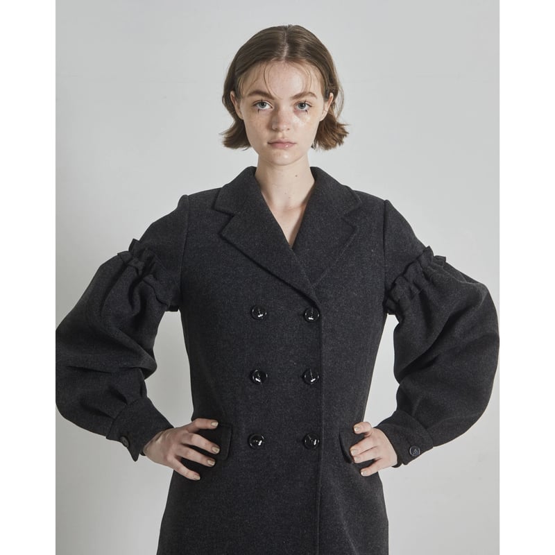 volume wool tailored coat charcoal gray | épine