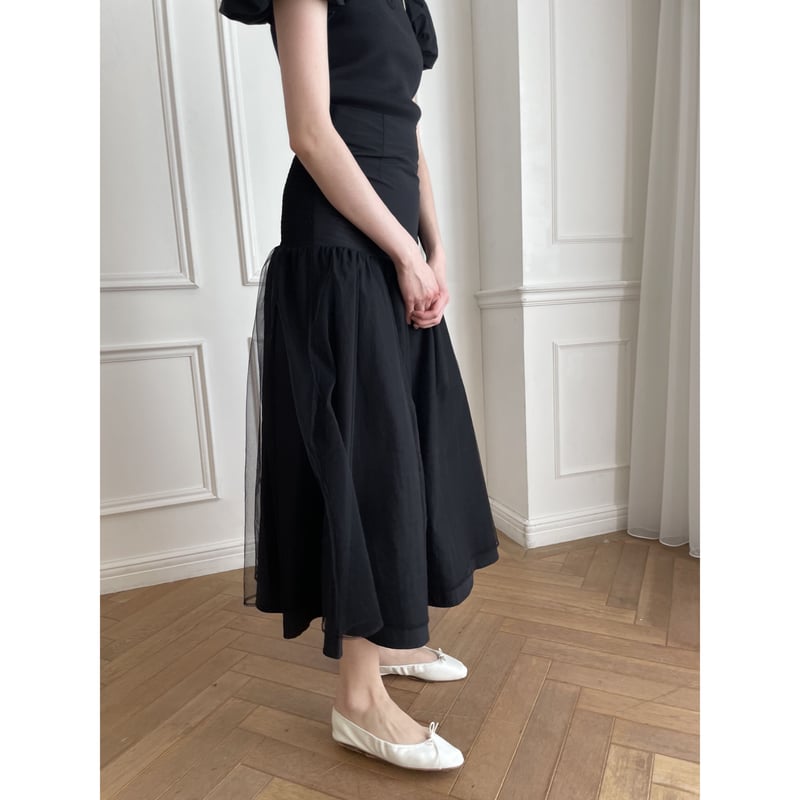waist mark layer tulle skirt | épine