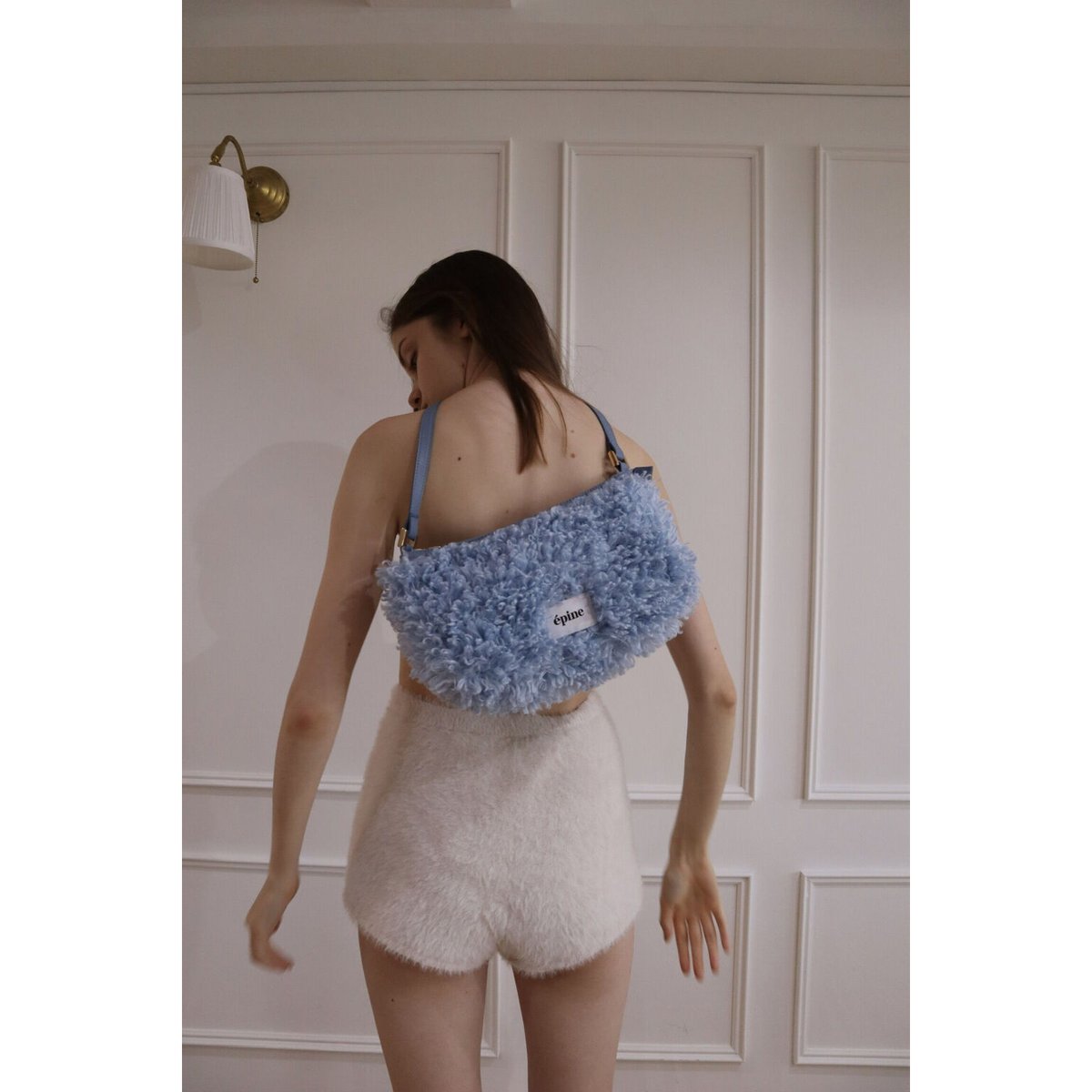 épine label poodle fur bag ice blue | épine