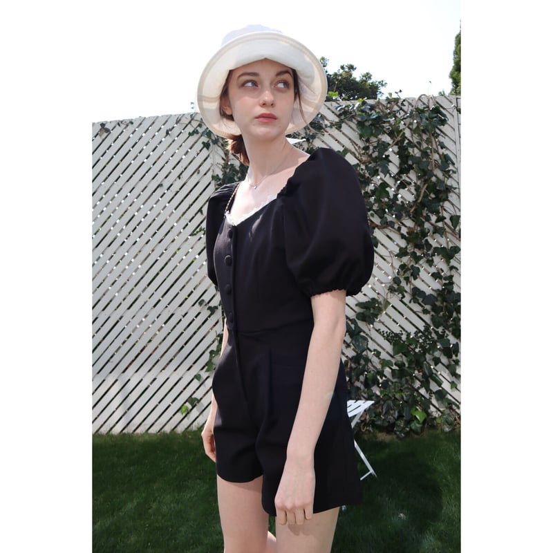 lace mini rompers black | épine 
