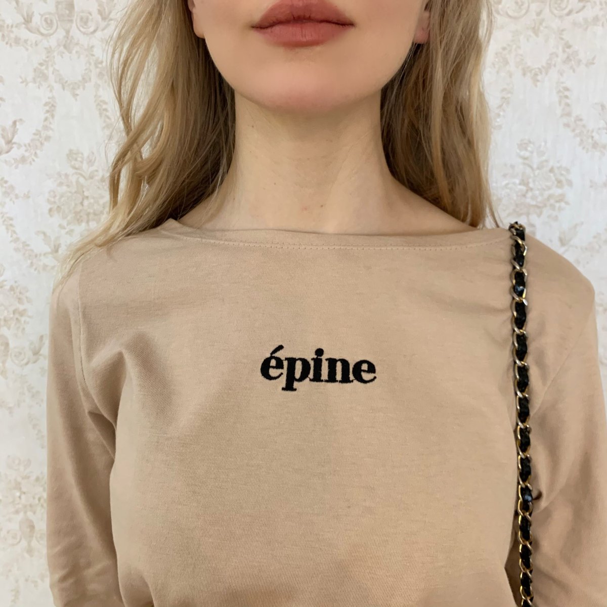 épine embroidery long tee beige | épine