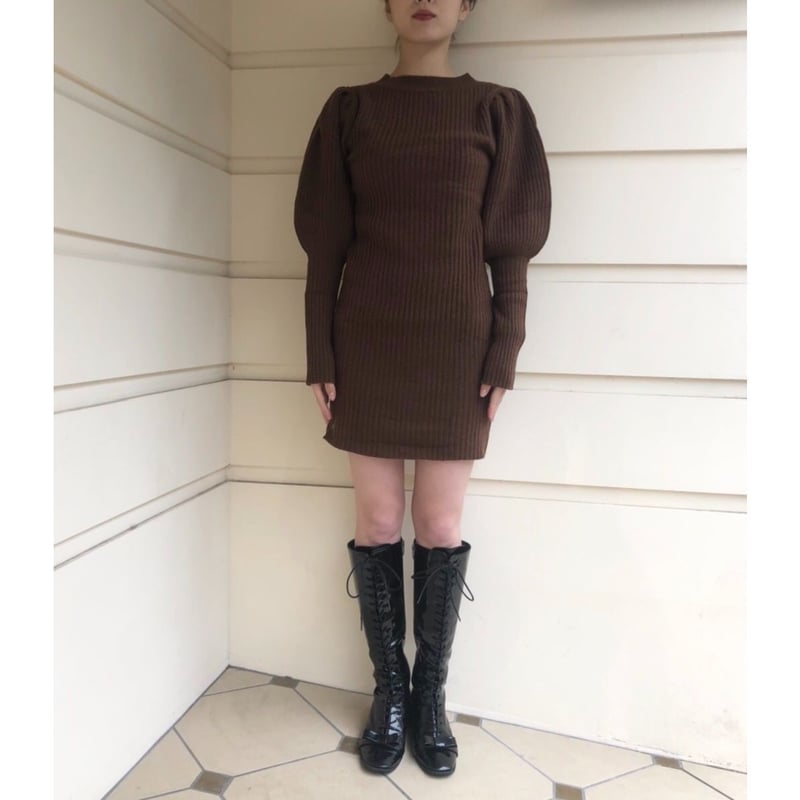 arm volume knit onepiece brown | épine