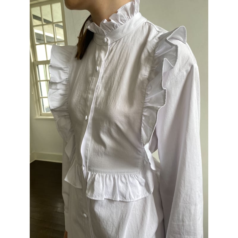 square frill back ribbon shirt onepiece white |...