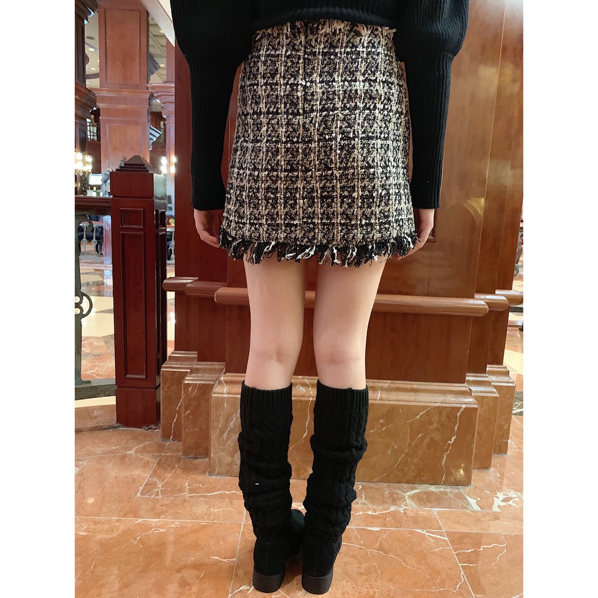 knit knee-high boots black | épine