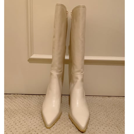 pointed toe khitōn heal long boots ivory