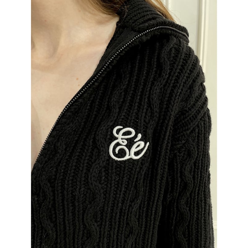 epine ニット ジップアップ BLACK epine ニット ジップアップ BLACK unisex) フライフロントニット