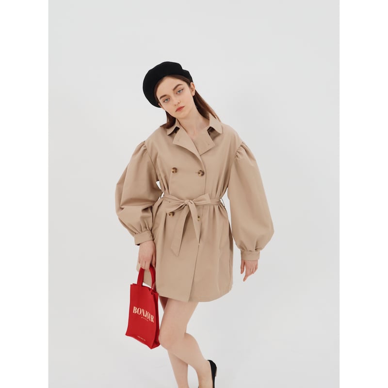 数回着用しておりますepine volume mini trench coat beige - トレンチ