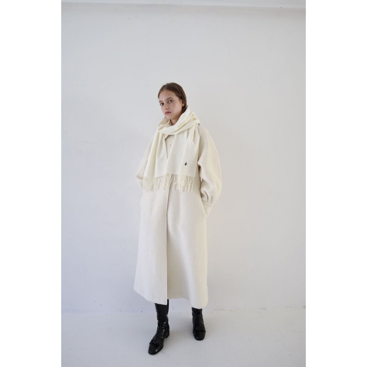 eaphi LOGO MOHAIR MUFFLER マフラー ivory
