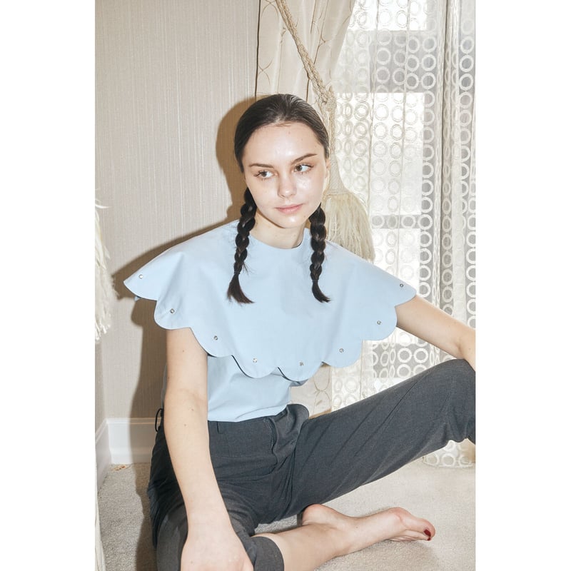 bijou scallop blouse iceblue | épine