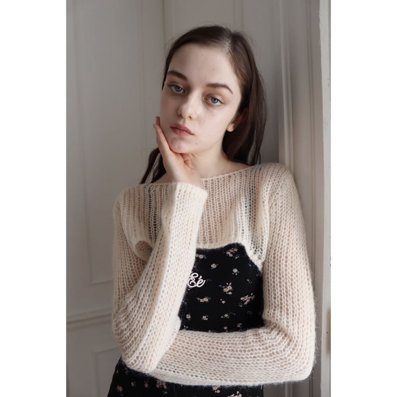cropped mohair see-through knit | épine