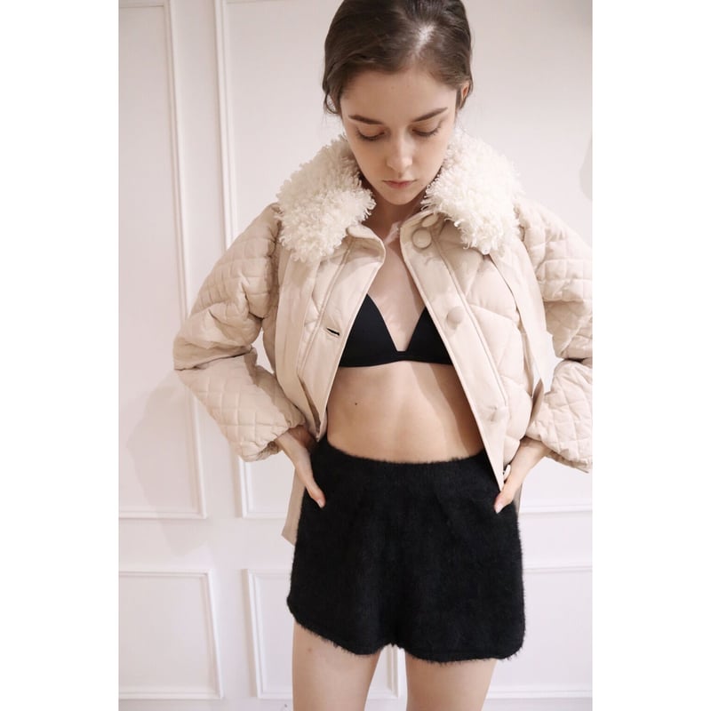 fur ribbon quilting short down coat ivory | épine fur ribbon quilting short down coat ivory | épine