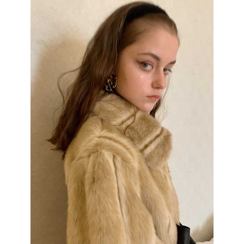 parisienne ribbon 2way fur coat beige | épine