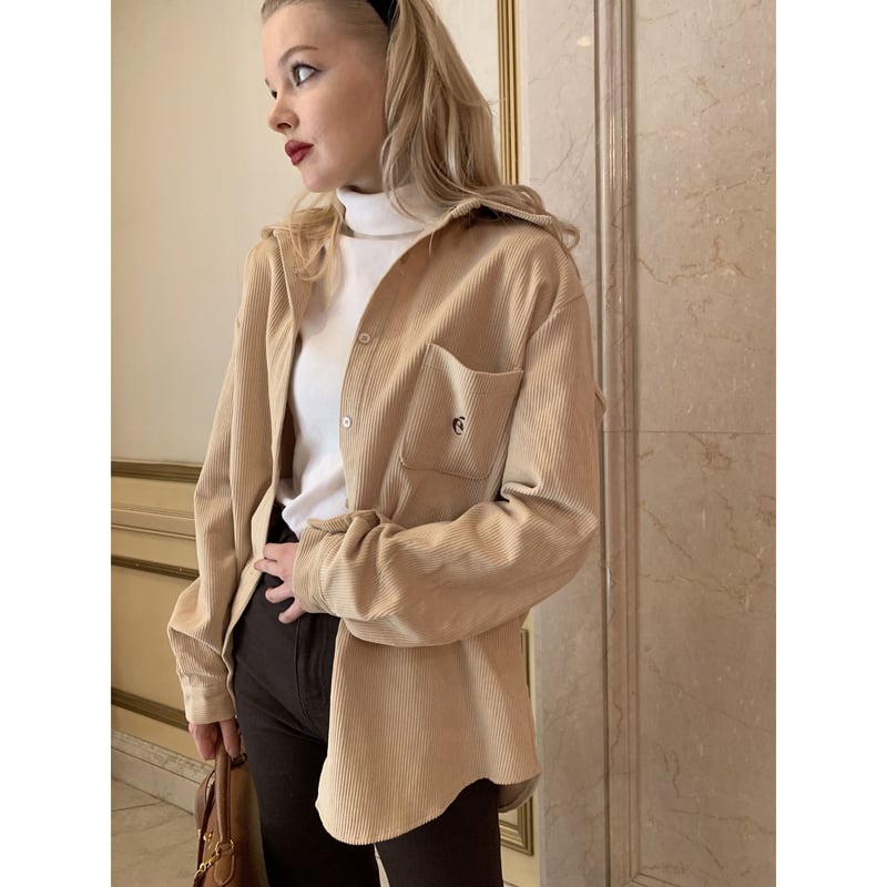 é logo corduroy big shirt beige | épine