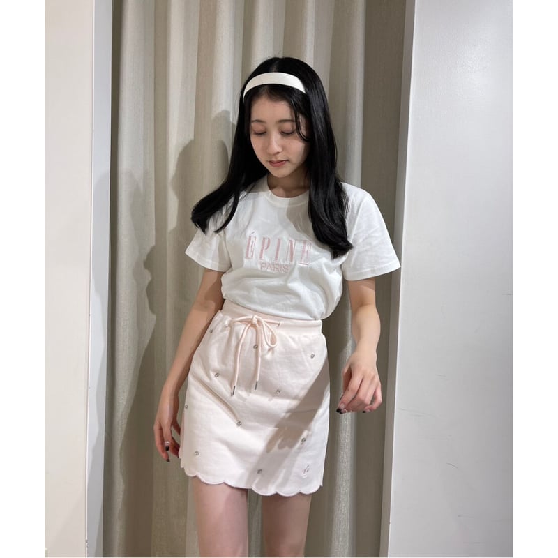 ÉPINE PARIS embroidery tee baby pink×black | épine