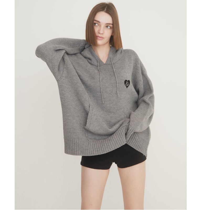 ♡ Eé knit hoodie gray | épine