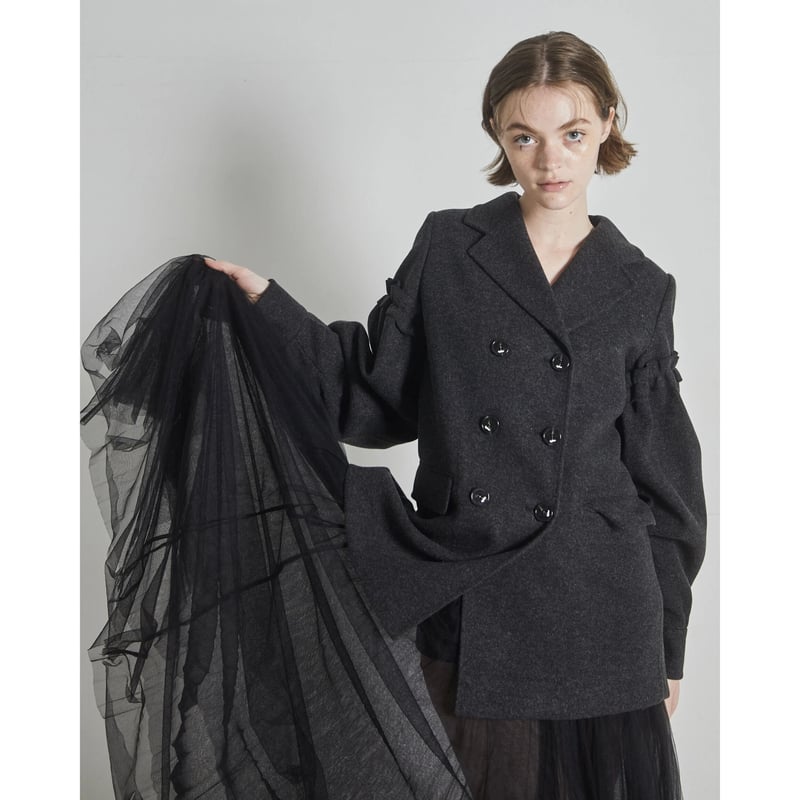 volume wool tailored coat charcoal gray | épine