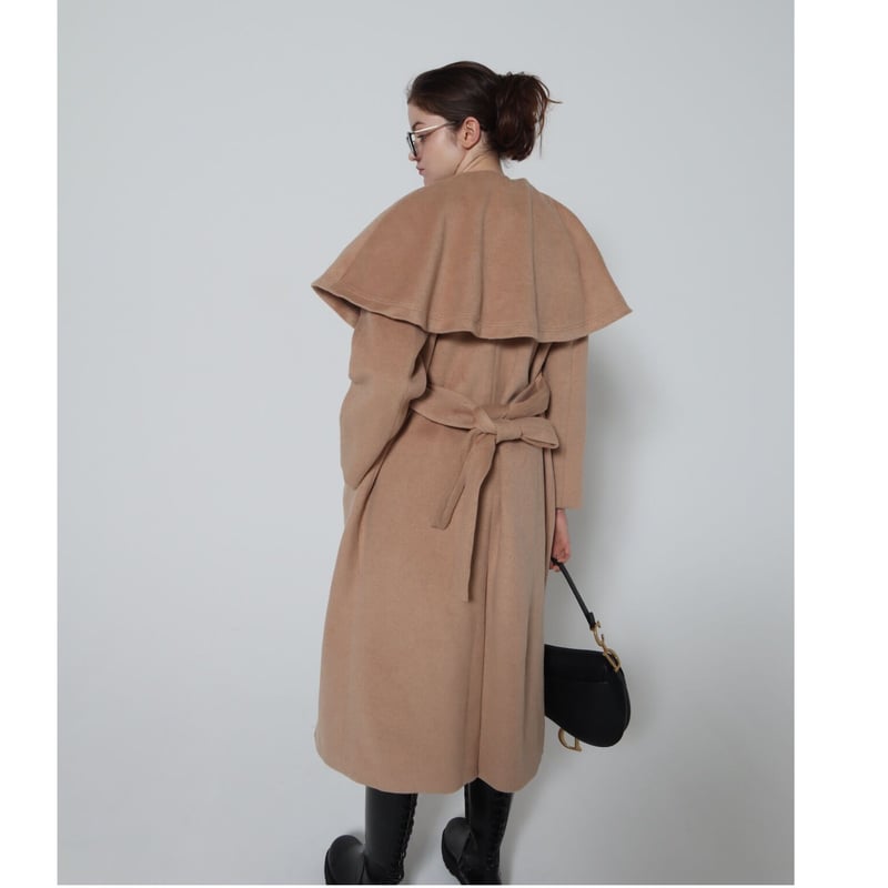 cape 2way shaggy long coat beige | épine