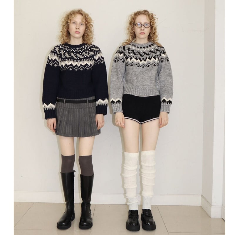 世界的に epine bijou Nordic knit gray グレー ニット エピヌ ニット