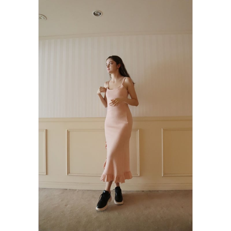 frill slit camisole knit onepiece pink | épine frill slit camisole knit onepiece pink | épine