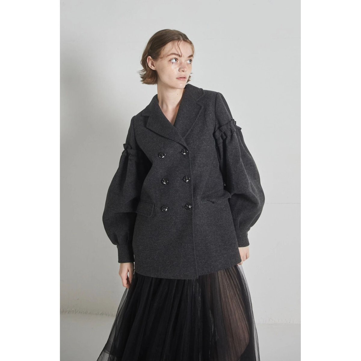 volume wool tailored coat charcoal gray | épine volume wool tailored coat charcoal gray | épine
