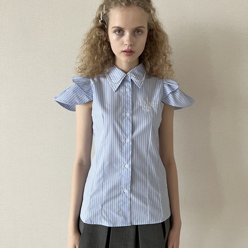 ÉPINE PARIS pearl blouse blue stripe | épine