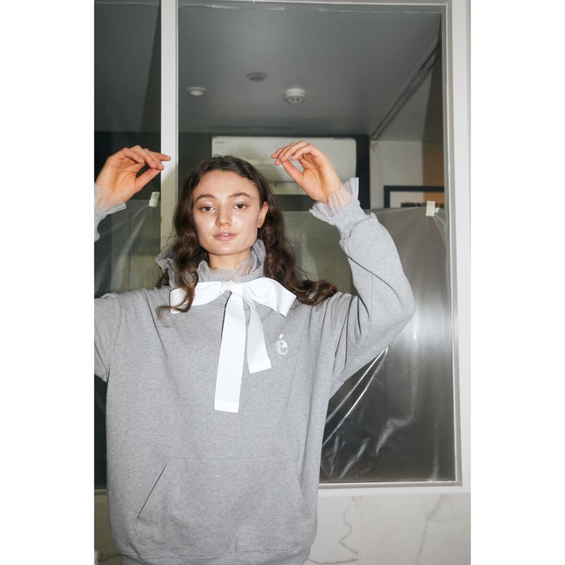 é tulle ribbon hoodie gray | épine