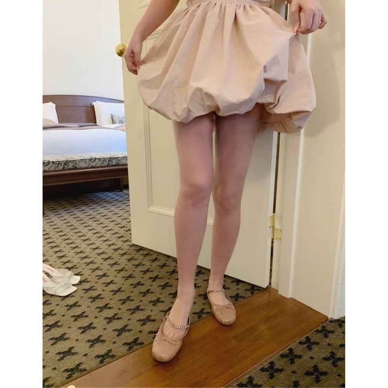 エピヌ　balloon volume mini skirt pink beige