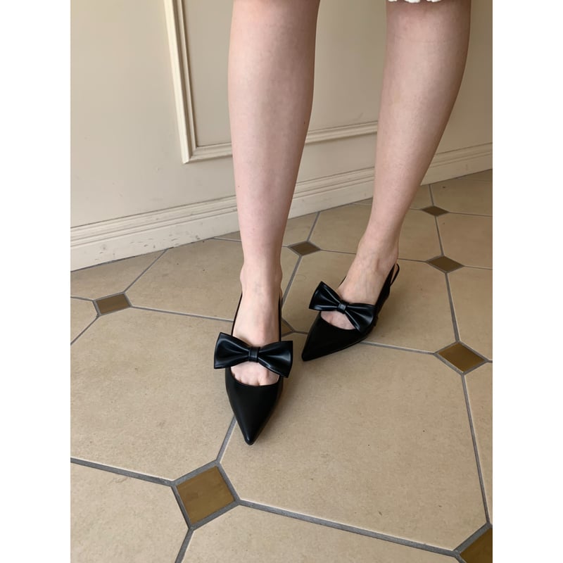 pointed ribbon mule black | épine