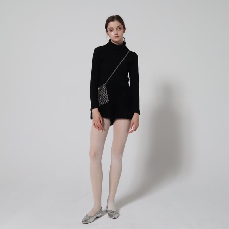 é rib knit high neck black リブニットハイネック é embroidery rib knit high neck black | épine
