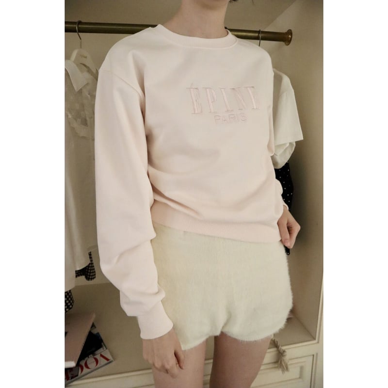 ÉPINE PARIS embroidery sweat babypink×babypink 