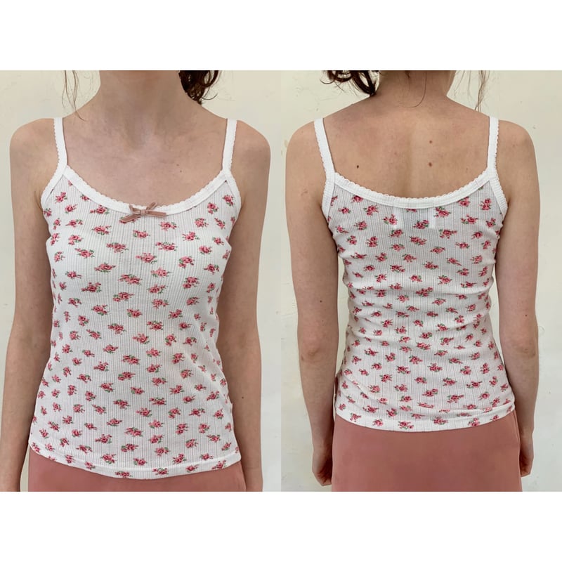 flower ribbon camisole white×pink | épine