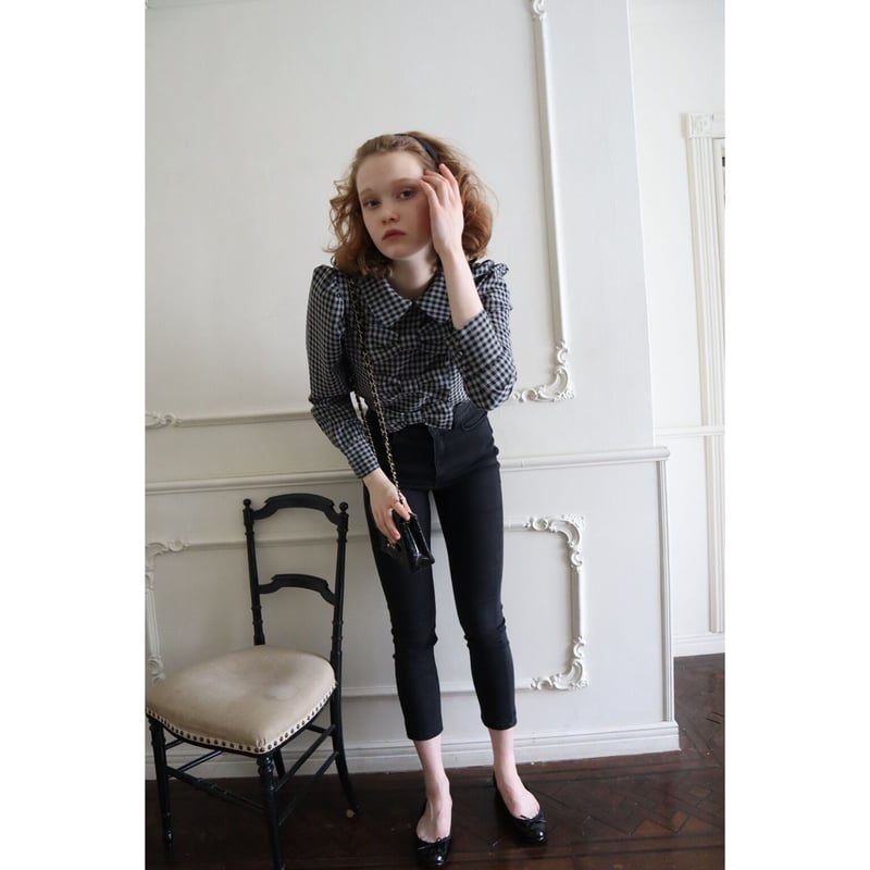 épine - Treat urself コットンリボンタイブラウス big ribbon puff blouse white | épine