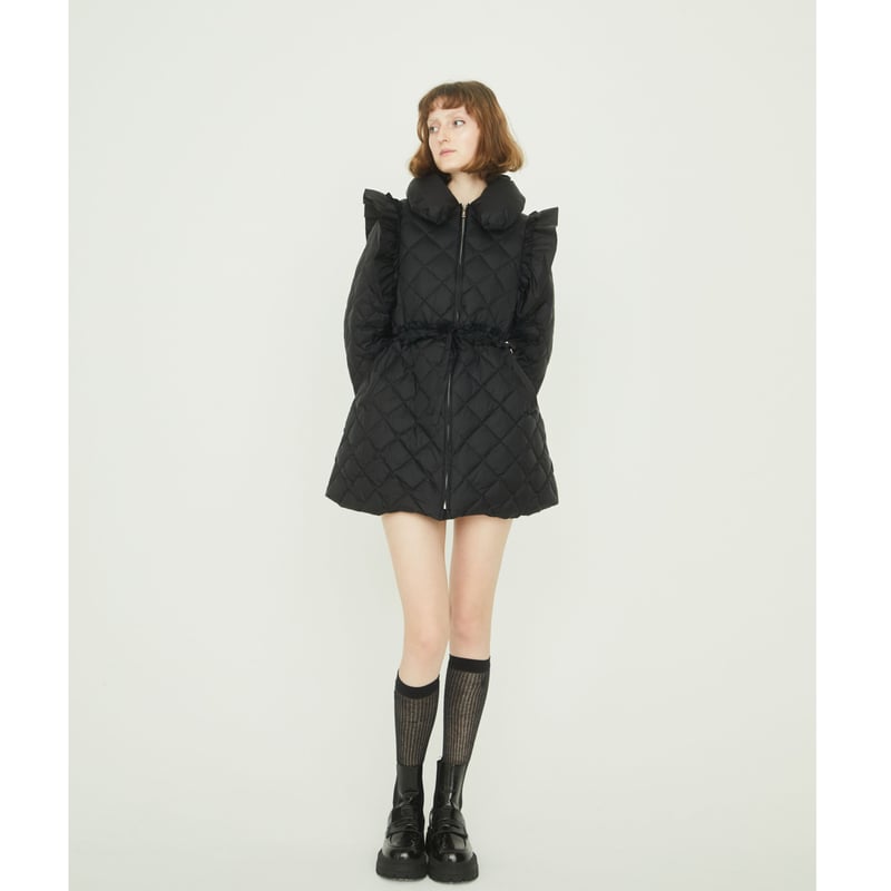 é zipper quilting long down coat black | épine