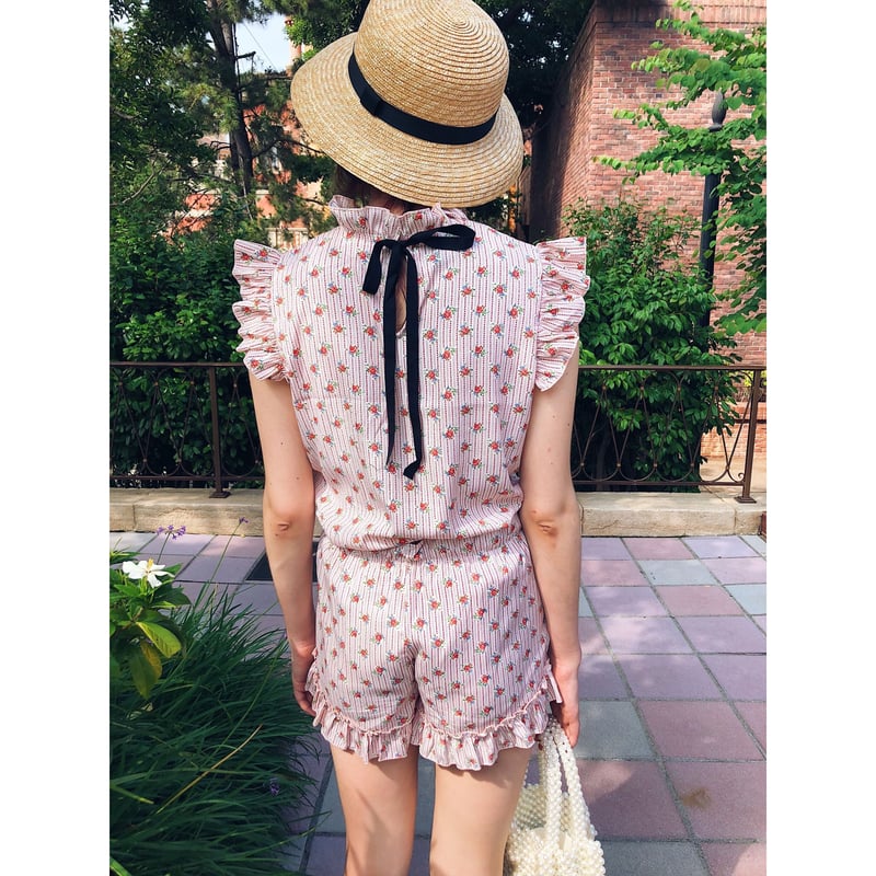 épine - epine flower back ribbon blouse pink back ribbon frill blouse pink | épine