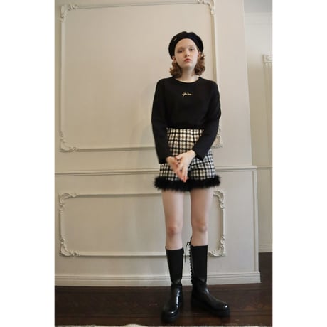 épine embroidery gold logo long tee black
