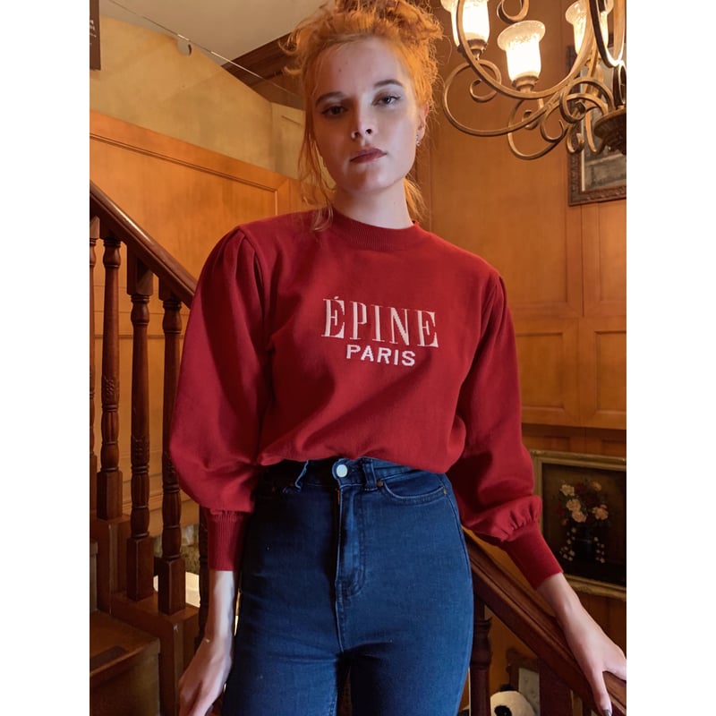 ÉPINE logo arm volume knit red | épine ÉPINE logo arm volume knit red | épine