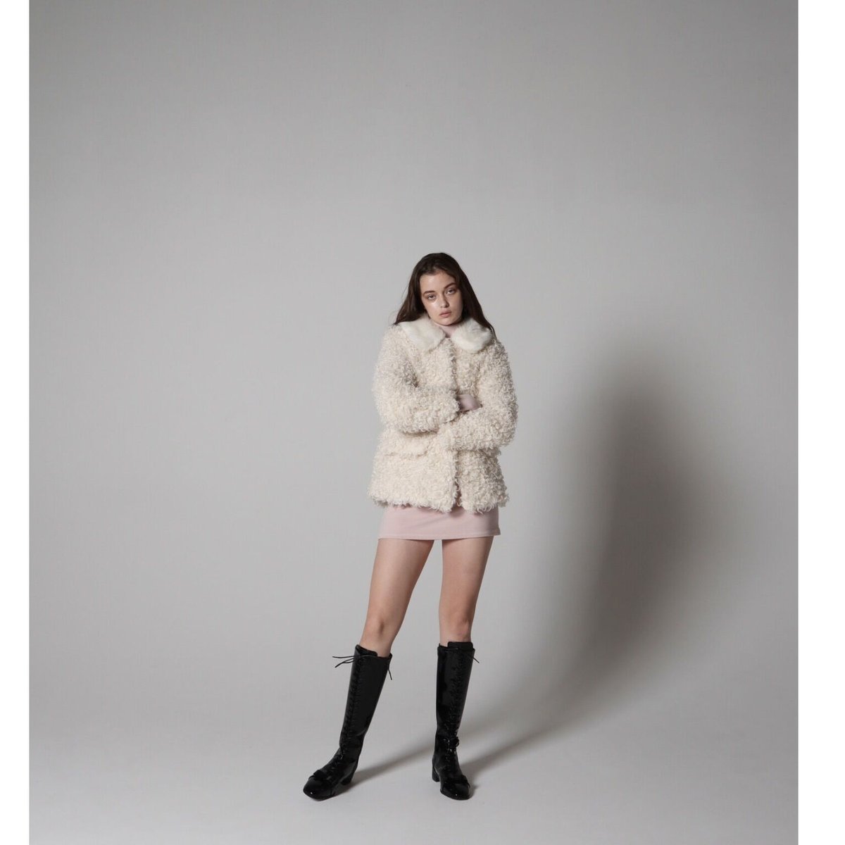 poodle collar fur coat ivory | épine
