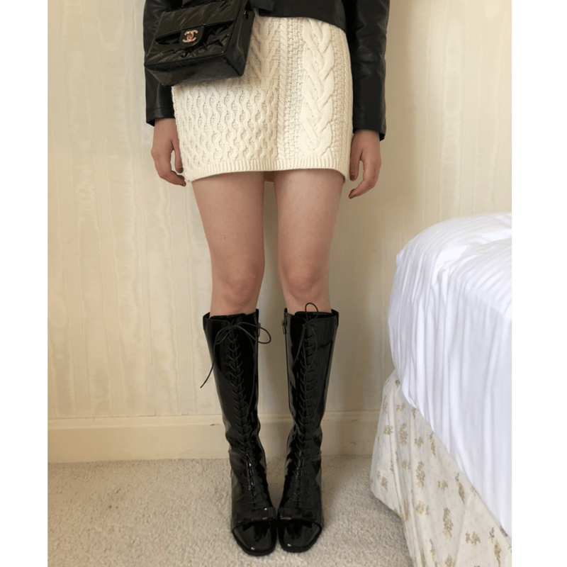 lace up ribbon boots | épine