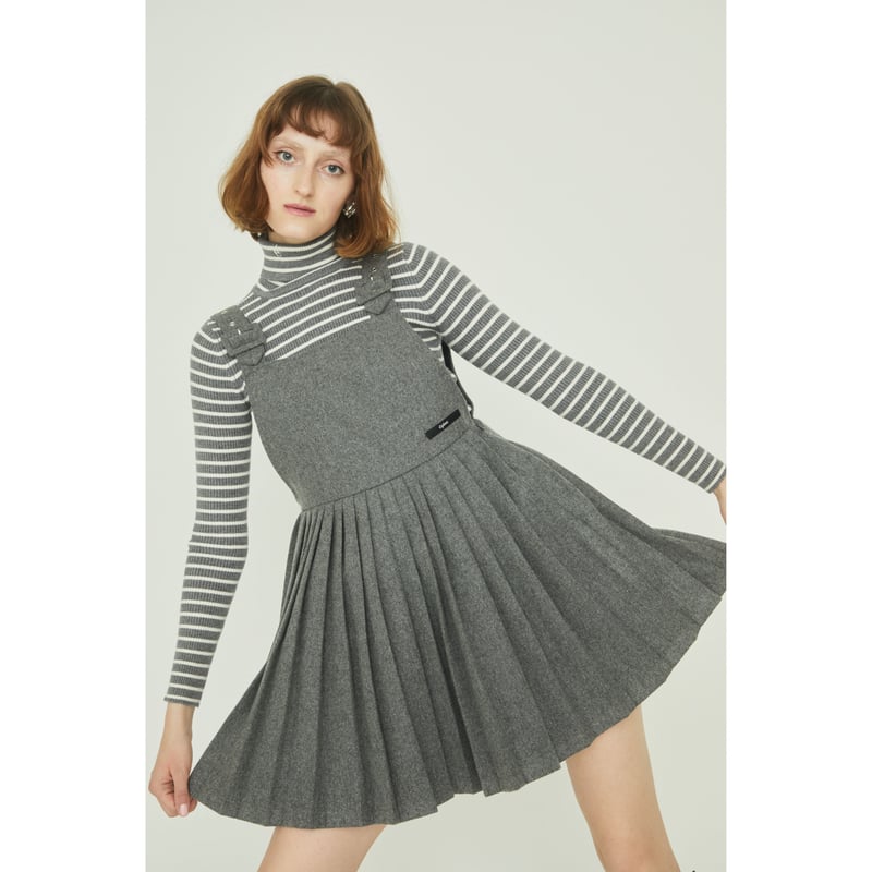 épine label pleats onepiece wool gray | épine