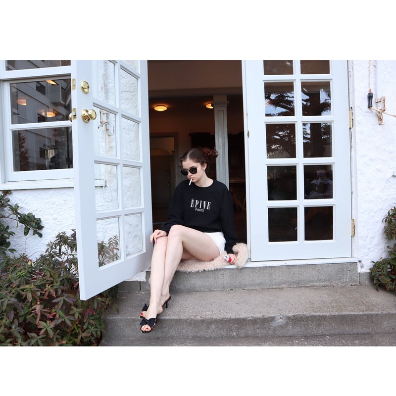 ÉPINE PARIS embroidery sweat black×white | épine