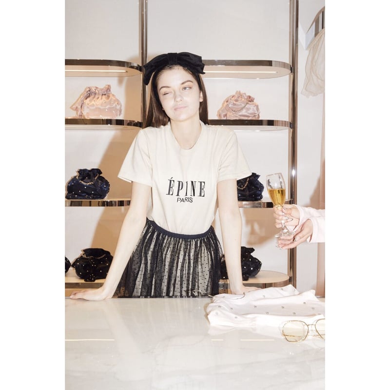 ÉPINE PARIS 刺繍ロゴ トップス ÉPINE PARIS embroidery tee black×white | épine