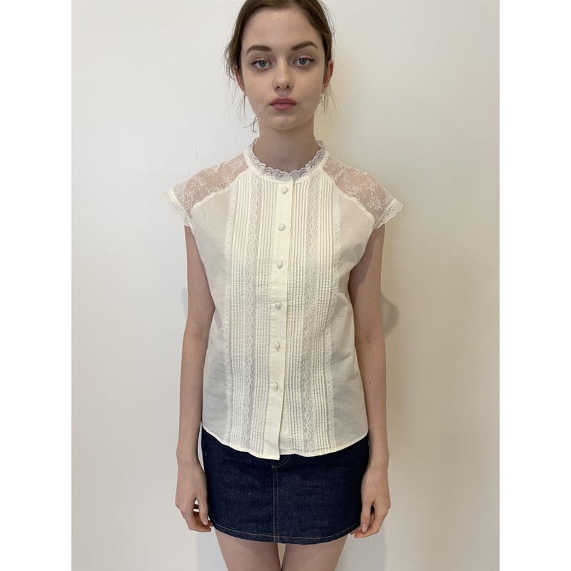 shoulder lace pin tuck classical blouse | épine