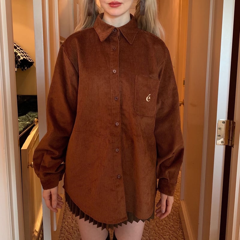 é logo corduroy big shirt brown | épine é logo corduroy big shirt brown | épine