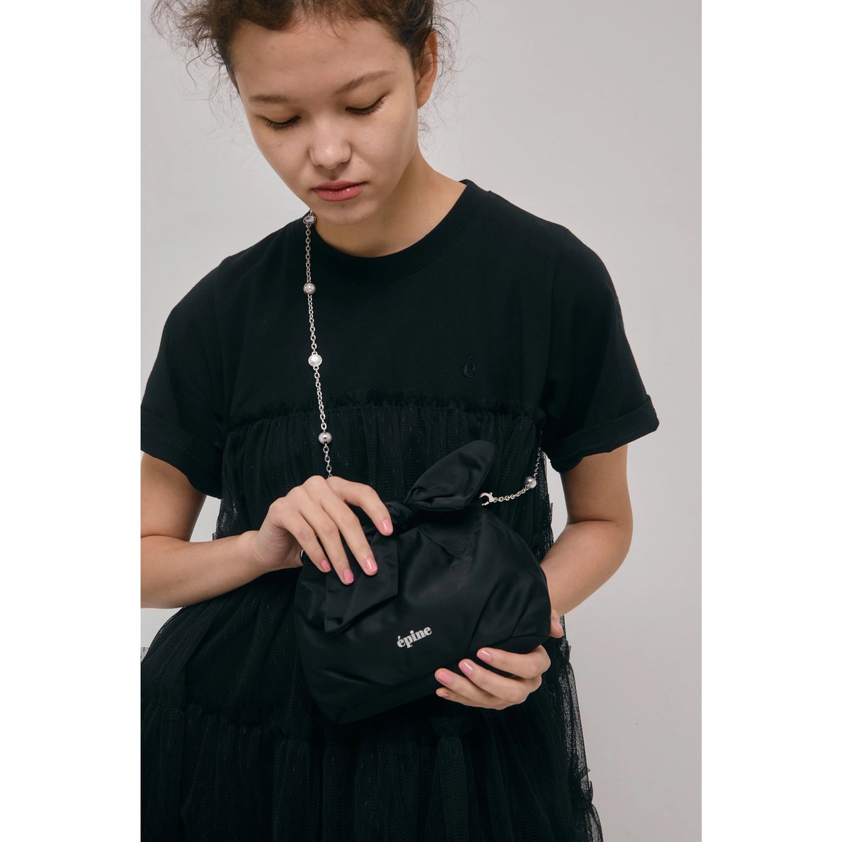 épine ribbon Pearl & Bijou chain bag（2color） |
